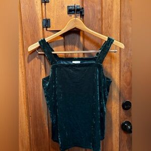 J Jill Petite M Velvet Square-Neck Tank Top - Deep Green
